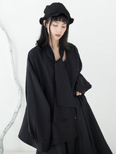 Original Loose Black Chic Lace-up Blouse